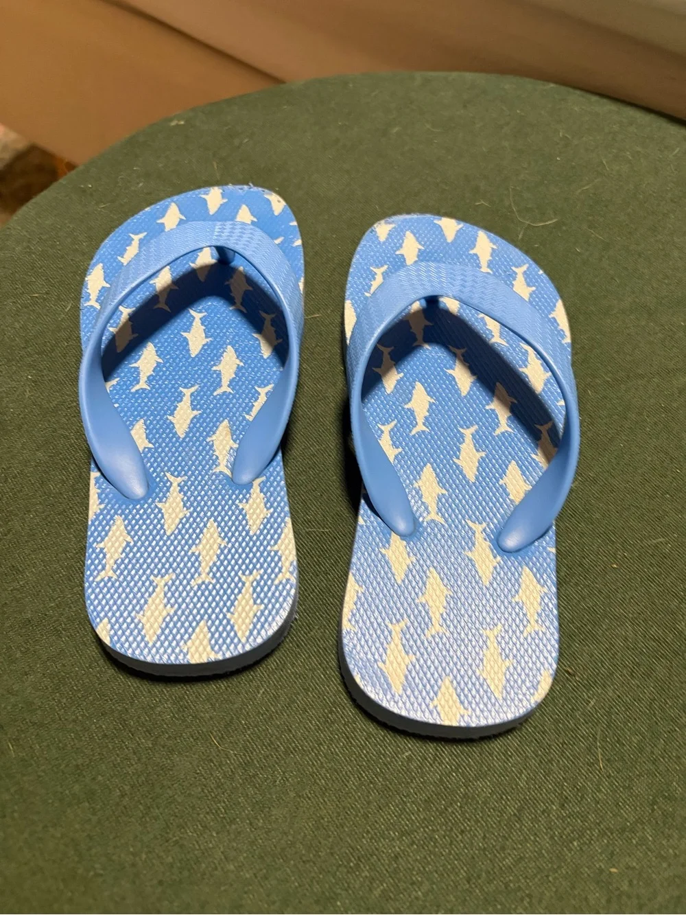 Kids Blue Shark Print Flip Flops